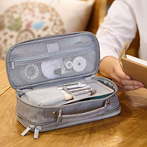 iSuperb Bolsa de Papeleria Estuche Escolar Gran Capacidad Bolsa Pencil Case para Lapices Estudiante Plumier Colegio Pen Pencil Holder Lápiz Organizador (Gris)