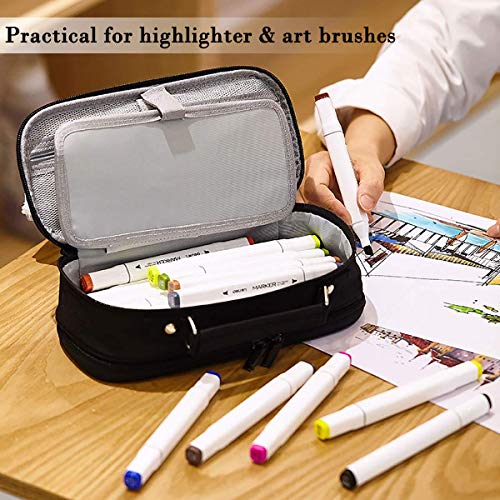 iSuperb Bolsa de Papeleria Estuche Escolar Gran Capacidad Bolsa Pencil Case para Lapices Estudiante Plumier Colegio Pen Pencil Holder Lápiz Organizador (Negro)