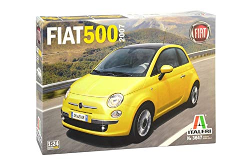 Italeri 3647S-Maqueta, escala 1:24, Fiat 500" (2007), maqueta de construcción, modelismo, manualidades, hobby, pegar, plástico, color plateado (3647S)