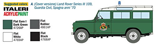 Italeri 6542 1:35 Land Rover 109" Guardia Civil-Modelo de Suelo, Hobby, Pegado, Kit de plástico, detallado, Multicolor