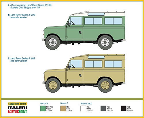 Italeri 6542 1:35 Land Rover 109" Guardia Civil-Modelo de Suelo, Hobby, Pegado, Kit de plástico, detallado, Multicolor