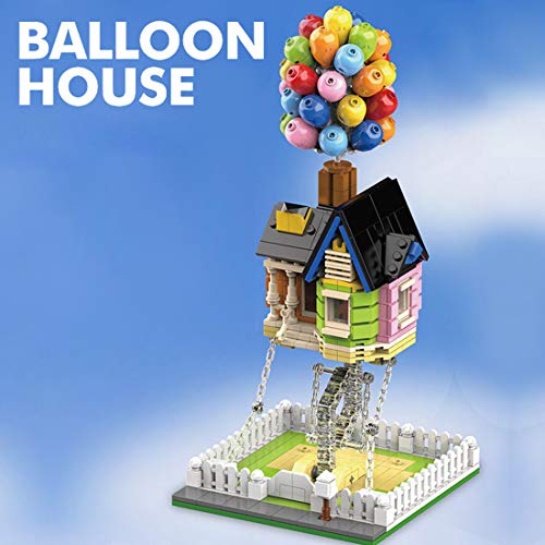 ITop Globo casa voladora con bloques de construcción, 555 piezas, casa de globos flotante, modelo de juguete compatible con Lego