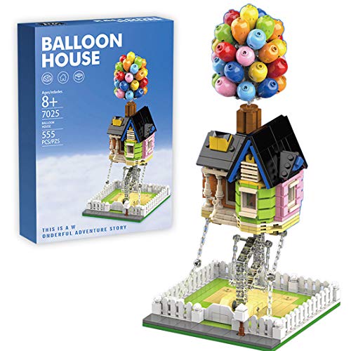 ITop Globo casa voladora con bloques de construcción, 555 piezas, casa de globos flotante, modelo de juguete compatible con Lego