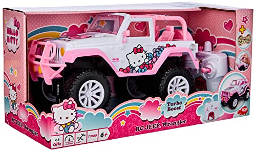 Jada Toys 253246002 Hello Kitty RC Jeep Wrangler - Coche teledirigido (Escala 1:16), Color Rosa