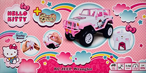 Jada Toys 253246002 Hello Kitty RC Jeep Wrangler - Coche teledirigido (Escala 1:16), Color Rosa