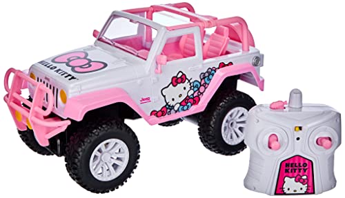 Jada Toys 253246002 Hello Kitty RC Jeep Wrangler - Coche teledirigido (Escala 1:16), Color Rosa