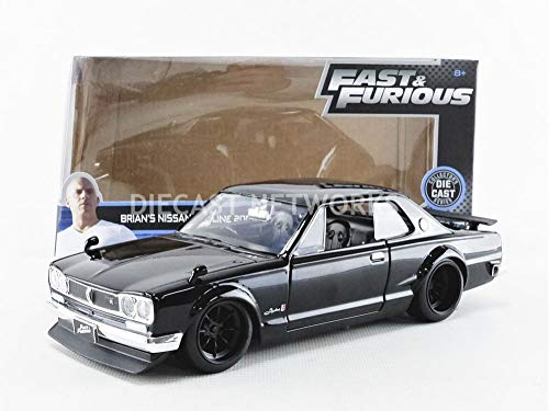 Jada Toys – Nissan – Skyline 2000 GTR Coche de ferrocarril de Collection, 99686bk, Negro