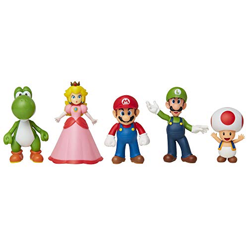 Jakks Super Mario Mario, Luigi, Princesa Melocotón, Yoshi & Kröte Exclusivo minifigura de 5 unidades