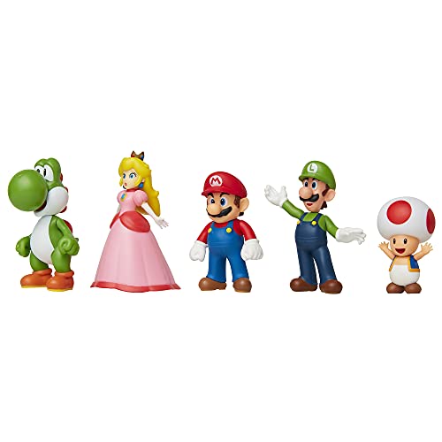 Jakks Super Mario Mario, Luigi, Princesa Melocotón, Yoshi & Kröte Exclusivo minifigura de 5 unidades