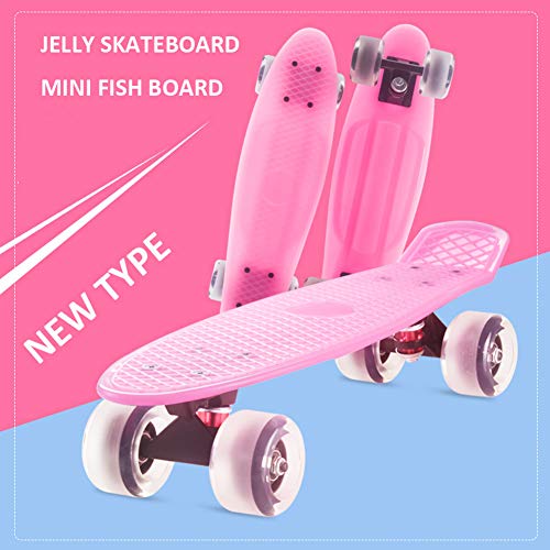 Jalea Rosa 57 * 15Cm Antideslizante Monopatín Junta Pescado PVC Ruedas PP Cubierta Mini Crucero Penny Retro Junta Vespa En Colores Pastel De Longboard,D