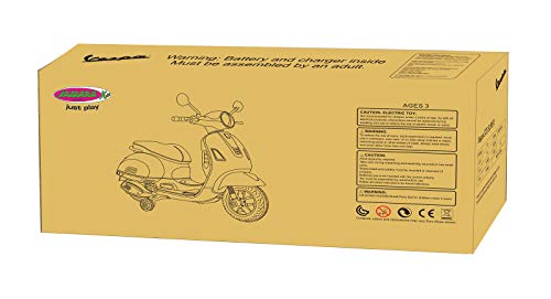 Jamara 460348 - Ride-on Vespa Rojo 12V 500 mA – Batería Potente, Motor Potente, Faro LED, SD, AUX, USB, Ruedas de Apoyo, Ruedas Ultragrip