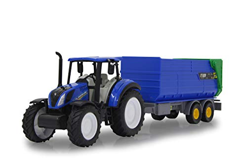 JAMARA 460528 New Holland Tractor + Kipper Set 1:32 con Licencia Oficial, diversión para los pequeños Agricultores, diseño detallado, Colgante Desmontable, Color Azul