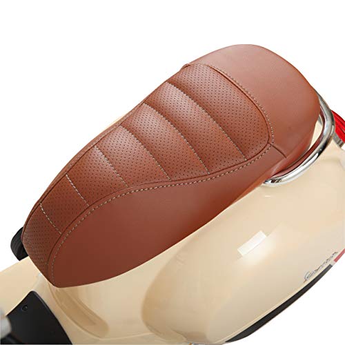 Jamara- Ride-on Vespa GTS 125-Potente Motor de accionamiento y batería, Ranura para Tarjetas SD, Entrada Auxiliar/USB, Anillo de Goma, Ruedas de Apoyo, Faros LED, Color Beige (460599)