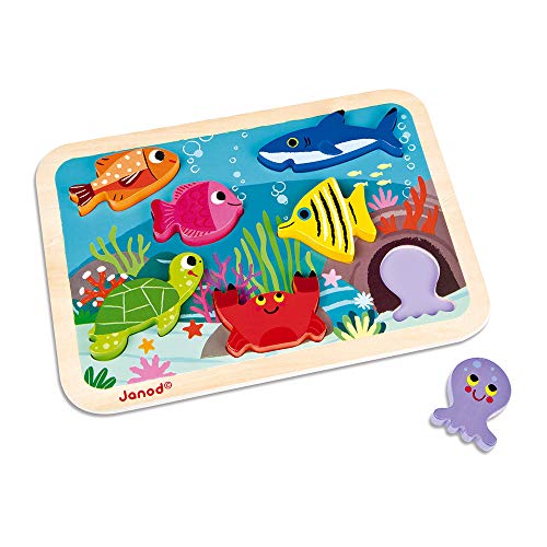 Janod- Chunky Chunque puzzle submarino (j07056), Multicolor (8507056)