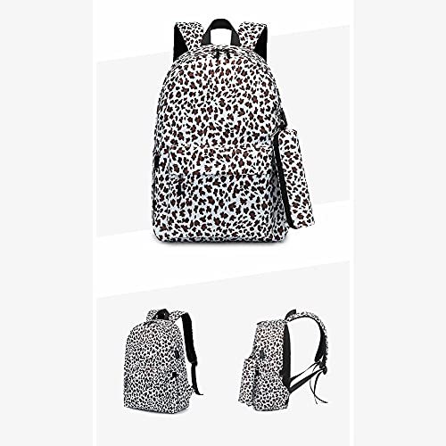 JAWSEU Mochila Escolares, Linda Mochila con Estampado de Leopardo Set de 3 Piezas Impermeable Mochila Escolar para niñas, Mochilas Escolares para Acampar con Puerto USB para NiñOs NiñAs (marrón)