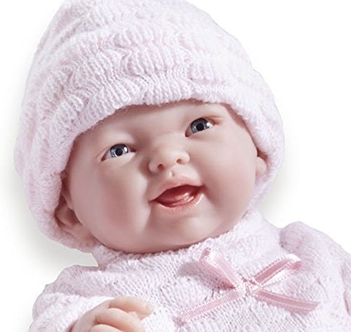 JC TOYS Mini La Newborn Boutique-Realistic 9.5" Anatomically Correct Real Girl Baby Doll Dressed in Pink &ndash All Vinyl Open Mouth Designed by Berenguer, Color Rosa, quot (18453)