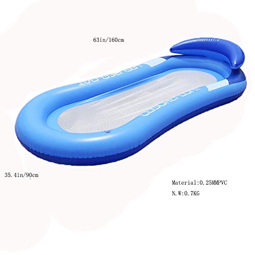 JCT Flotador Inflable Hamaca de Agua Flotante para Piscina,de Malla Tumbona Inflable del Agua Hinchable Colchón de Aire Adultos Niños (Blue, 160X84cm)