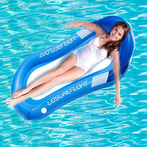 JCT Flotador Inflable Hamaca de Agua Flotante para Piscina,de Malla Tumbona Inflable del Agua Hinchable Colchón de Aire Adultos Niños (Blue, 160X84cm)