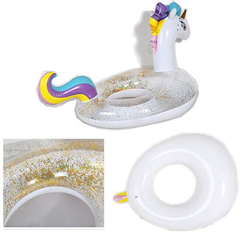 JCT Unicornio Flotador Hinchable Hamaca para Piscina Inflable Unicornio Anillo de Natación Flotador de Piscina Inflable Juguetes para la Piscina de Aire Adultos Niños (Blanco, Unicornio)