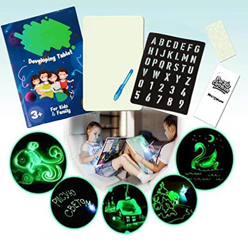 Jeeeun Magic LED Light Drawing Pad, Light Drawing Board for Kids, Luminescent Doodle Painting Writing Board Educational Toys ?for Kids Toddlers Boys Girls (A3)