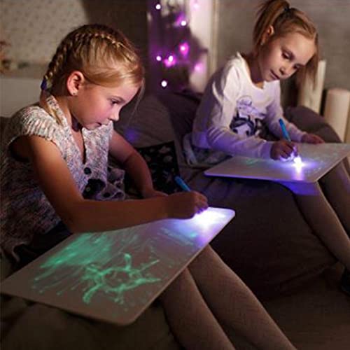 Jeeeun Magic LED Light Drawing Pad, Light Drawing Board for Kids, Luminescent Doodle Painting Writing Board Educational Toys ?for Kids Toddlers Boys Girls (A3)