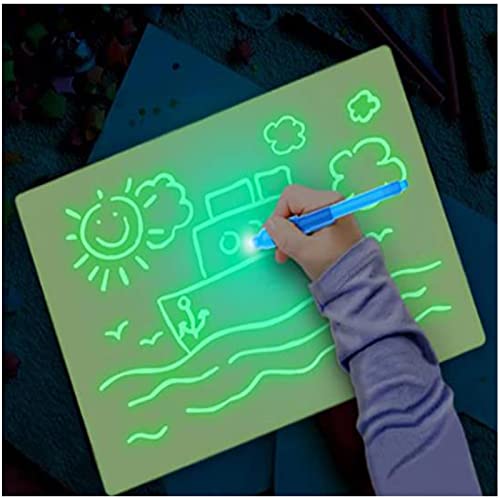 Jeeeun Magic LED Light Drawing Pad, Light Drawing Board for Kids, Luminescent Doodle Painting Writing Board Educational Toys ?for Kids Toddlers Boys Girls (A3)