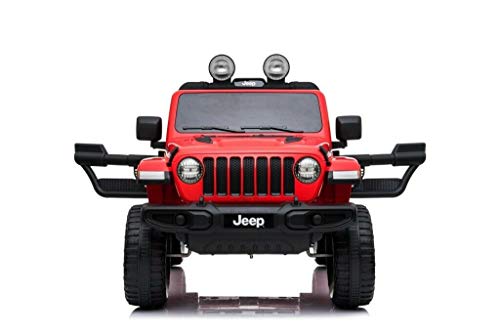 Jeep Wrangler Rubicon Coche eléctrico 4x4. El vehículo Dispone de 4 Motores de 12v - 35w. con Asiento de Cuero Puertas Que se abren con Control Remoto de 2.4 GHz Arranque Suave