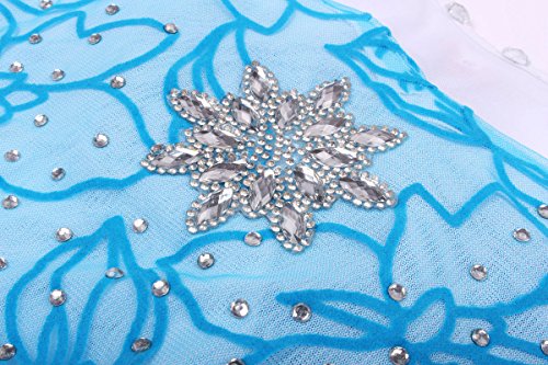 JerrisApparel Fiesta Maxi Vestido de Princesa niña Disfraz Cosplay con Diamante (100cm, Azul)