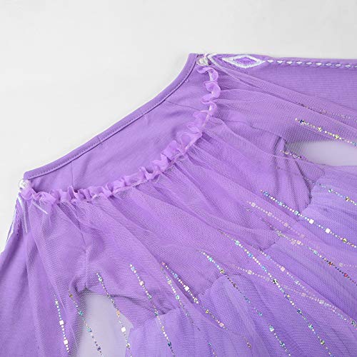 JerrisApparel Niña Princesa Disfraz Nieve Fiesta Navidad Carnaval Cosplay Vestido (5 años, Morado con Accesorios)