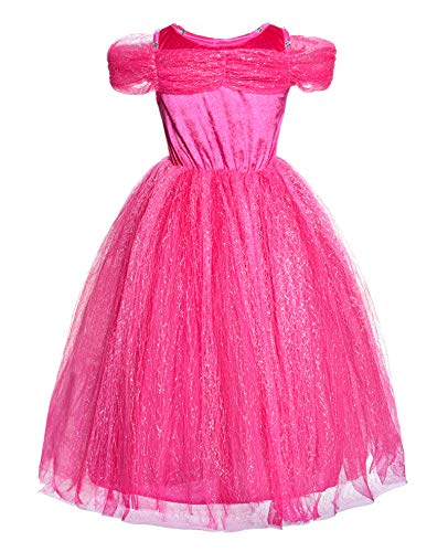 JerrisApparel Nuevo Vestido de niña Ceremonia Princesa Disfraz con Mariposa (110, Rosa con Accesorios)