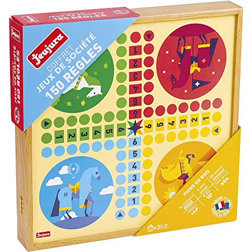 Jeujura 8124- Juego de Mesa de Juegos clásicos, 150 Reglas, piones de Madera