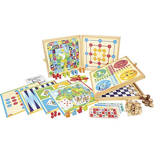 Jeujura 8124- Juego de Mesa de Juegos clásicos, 150 Reglas, piones de Madera