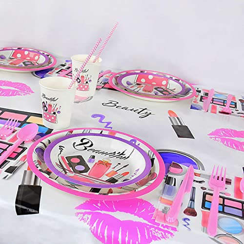 JeVenis 33 PCS Maquillaje Fiesta de Cumpleaños Suministros Spa Suministros de Cumpleaños Platos de Fiesta Salón Suministros