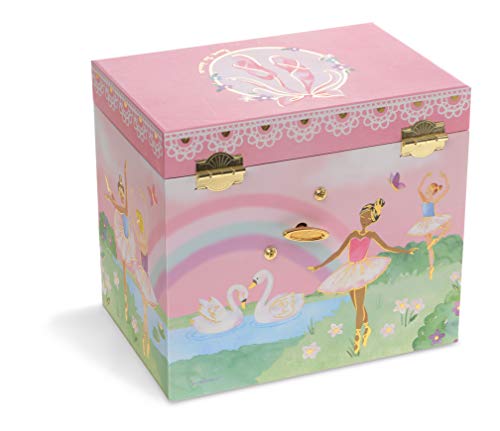 Jewelkeeper - Caja de Música para Joyas, Diseño Bailarina y Arcoíris, con 2 Cajone Extraíbles - Melodía del Lago de los Cisnes