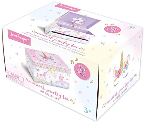 Jewelkeeper - Caja Musical para Joyas para Niñas, con Unicornio Arco Iris y Estrellas de Lentejuelas, con Cajón Extraíble - Melodía The Unicorn