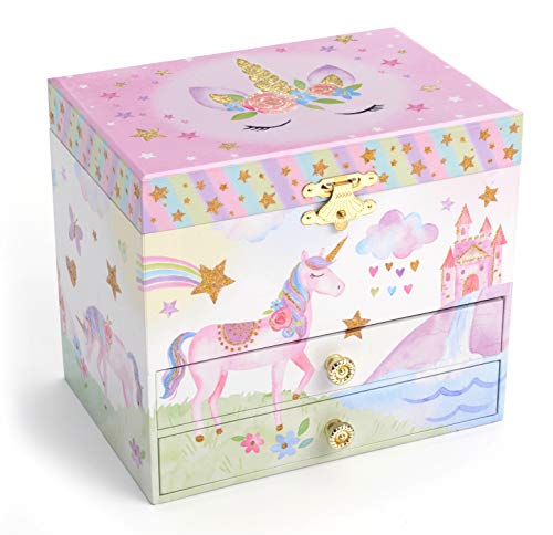 Jewelkeeper - Caja Musical Unicornio y Juego de Joyas de niñitas - 3 Regalos de Unicornio para niñas