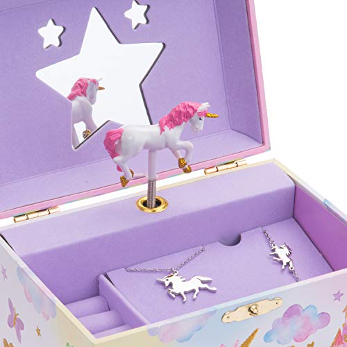 Jewelkeeper - Caja Musical Unicornio y Juego de Joyas de niñitas - 3 Regalos de Unicornio para niñas