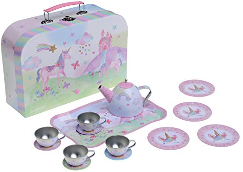 Jewelkeeper Joyero - Juego de té de Juguete para niños & Estuche - Diseño Fiesta Unicornio