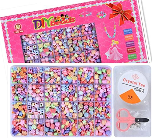 Jewellery Making Kit- Beads Set for Kids Adults Children Craft DIY Necklace Bracelets Letter Alphabet Colorful Acrylic Crafting Beads Kit Box with Accessories (color 3#)