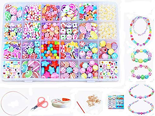 Jewellery Making Kit- Beads Set for Kids Adults Children Craft DIY Necklace Bracelets Letter Alphabet Colorful Acrylic Crafting Beads Kit Box with Accessories (color 6#)