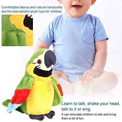 JIAHG Juguete de Peluche electrónico, Loro aprendiendo a Hablar, Loro con alas agitando Juguetes, Juguetes Inteligentes interactivos Regalo de cumpleaños de Navidad para niños - Rojo, Azul y Verde