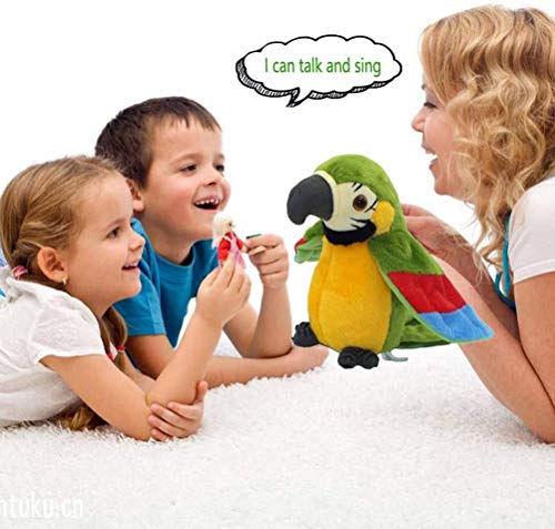 JIAHG Juguete de Peluche electrónico, Loro aprendiendo a Hablar, Loro con alas agitando Juguetes, Juguetes Inteligentes interactivos Regalo de cumpleaños de Navidad para niños - Rojo, Azul y Verde