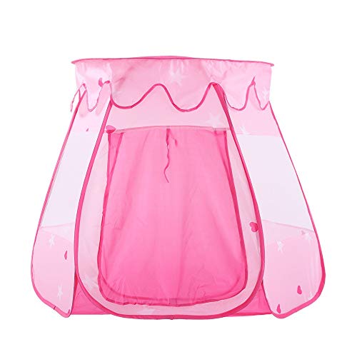 Jianghuayunchuanri Tienda Tipi para niños Rosa De Seis Caras De Malla Transpirable Carpa del Niño Interior Carpa Plegable Lindo Princesa Coliseum Cónica con La Bolsa De Asas Uso Interior y Exterior