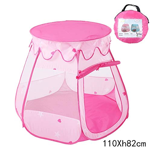 Jianghuayunchuanri Tienda Tipi para niños Rosa De Seis Caras De Malla Transpirable Carpa del Niño Interior Carpa Plegable Lindo Princesa Coliseum Cónica con La Bolsa De Asas Uso Interior y Exterior