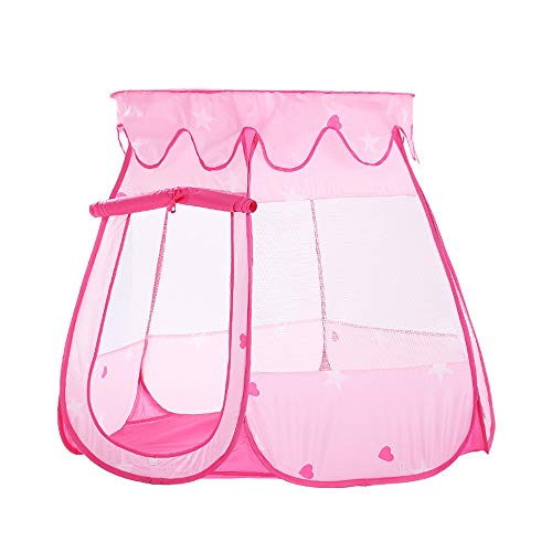 Jianghuayunchuanri Tienda Tipi para niños Rosa De Seis Caras De Malla Transpirable Carpa del Niño Interior Carpa Plegable Lindo Princesa Coliseum Cónica con La Bolsa De Asas Uso Interior y Exterior