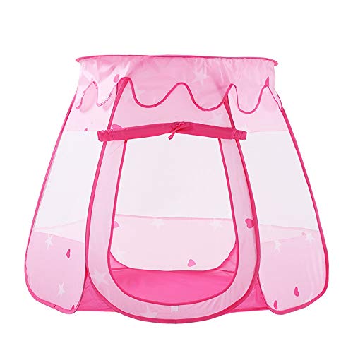 Jianghuayunchuanri Tienda Tipi para niños Rosa De Seis Caras De Malla Transpirable Carpa del Niño Interior Carpa Plegable Lindo Princesa Coliseum Cónica con La Bolsa De Asas Uso Interior y Exterior