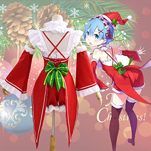 JIANMIN Disfraz de cosplay 2020 Nuevo Anime Ram Rem Cosplay Disfraz Re:Life in a different world from Zero Christmas Costume Peluca (Color: Rojo, Talla XXL: