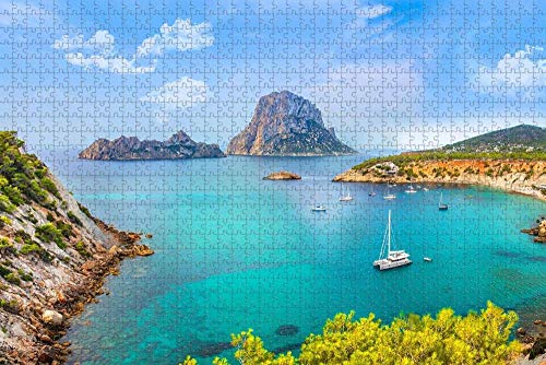 Jigsaw Puzzle for Adults Spain Coast Rock Sea Bay Ibiza Puzzle 1000 Piece Wooden Travel Souvenir