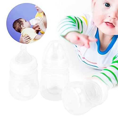 Jinyi Biberones para bebés, biberones para bebés recién Nacidos fáciles de agarrar con 3 Piezas para la alimentación del bebé para bebés(Blanco)