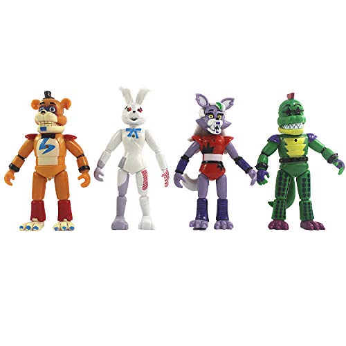 Jiumaocleu Five Nights At Freddy's Figures 8 PCS Freddy Foxy Piggy Anime Juego Figura de acción con luces articulaciones móviles extraíbles Juguetes para niños Regalo de cumpleaños de Halloween